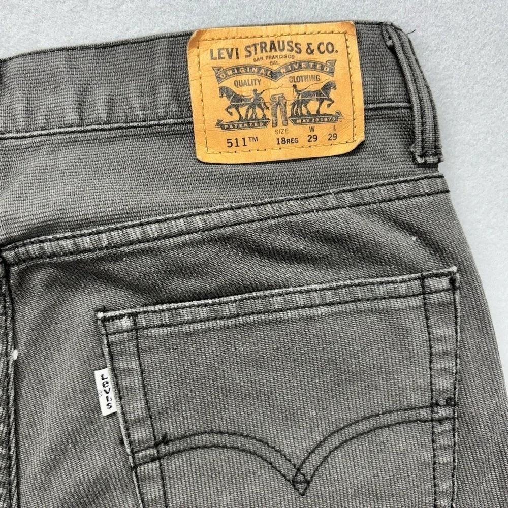 Levi's‎ 511 Slim Fit Boys Jeans corduroy 18 REG 29x29 Gray Straight School Play